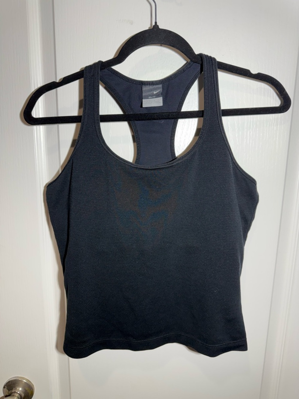Nike Black Racerback Crop Tank Top Built in Bra Black Workout Tank
